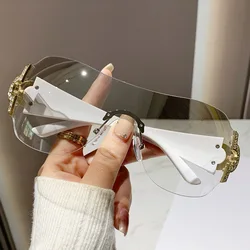 New Women Fashion Y2k Sunglasses Women's Vintage Integrated Surround Sun Glasses Lady UV Protective Eyewear UV400 Oculos De Sol