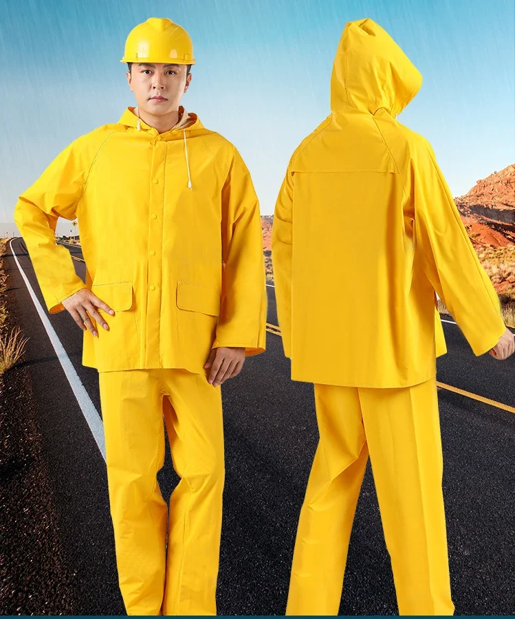 Raincoat Thickened Yellow Single Double Stick Raincoat Rainpants Set PVC Single Glue Split Raincoat Stick Cloth Leather Raincoat