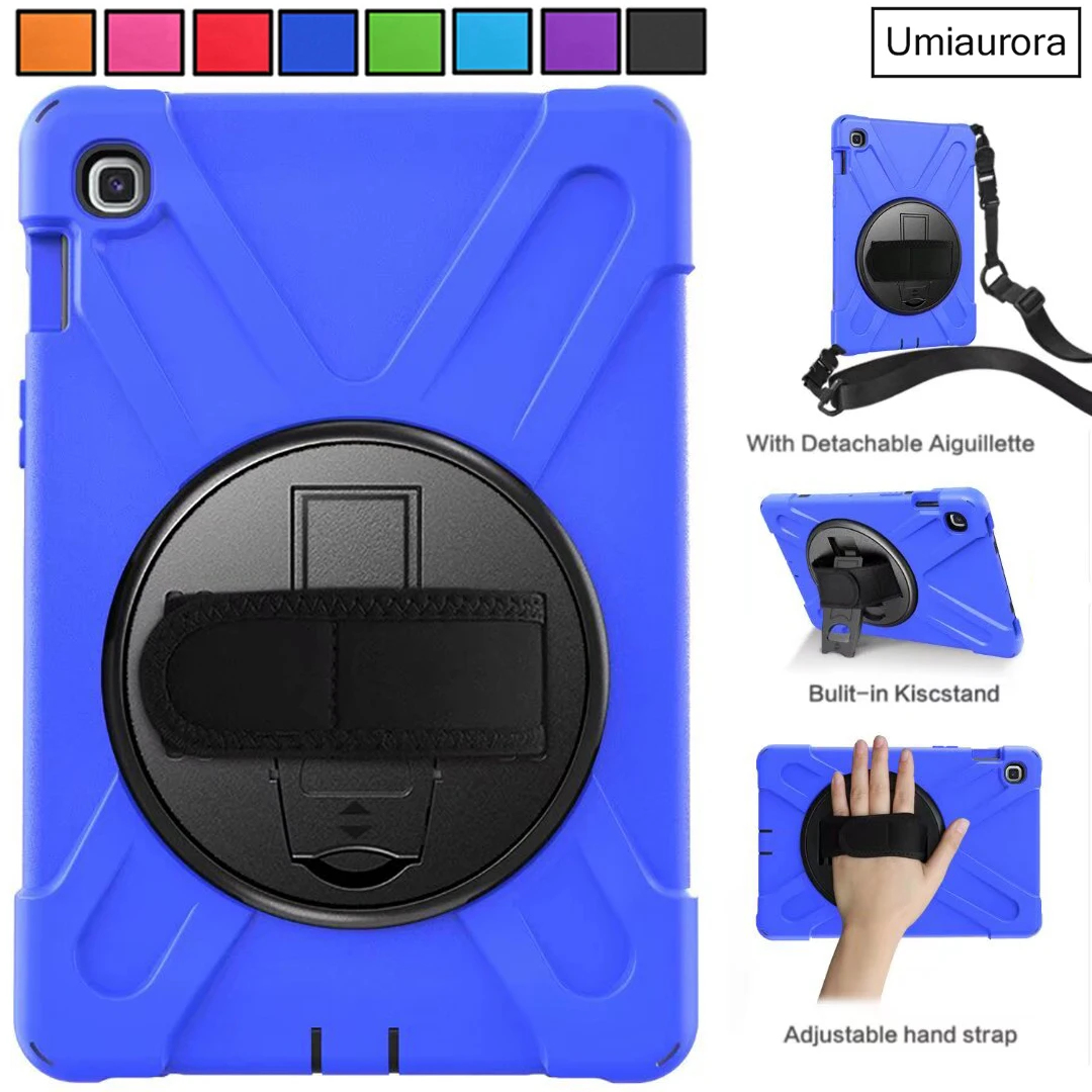 

For Samsung Tab S5e 10.5 inch SM-T720 SM-T725 360 Rotation Hand Strap Stand Shockproof Silicon PC Tablet Funda Rugged Case Cover