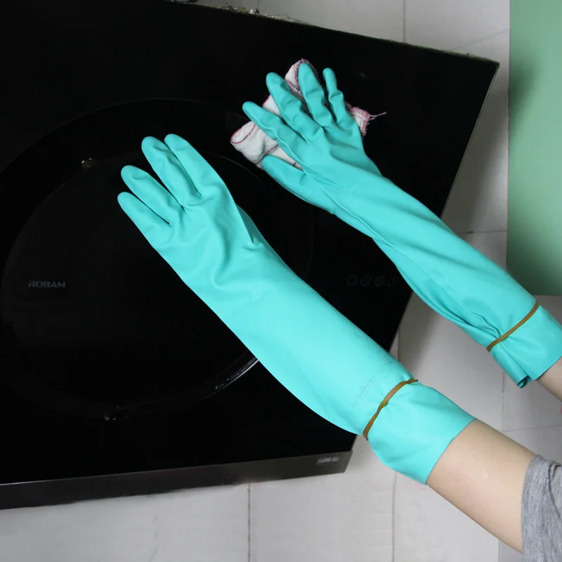 Acid and Alkali Resistant Long Rubber Gloves Cleaning Dish Washing for Household Scrubbe Repeatable Durable Nitrile Gloves