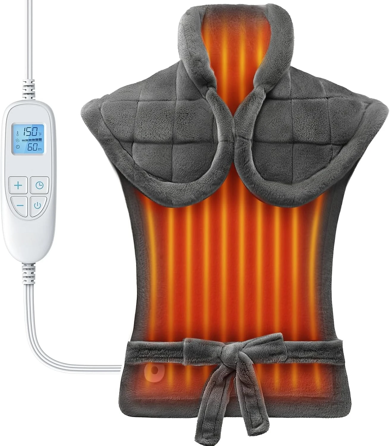 Weighted Electric Heating Pad for Neck Shoulder Back 24x33, FSA Eligible HSA Store, Fathers Day Gift for Men Dad Gray