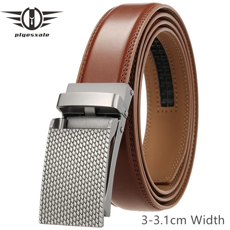 

Men 3-3.1cm Width Luxury Belts Designer Cow Leather Strap Belt Automatic Ratchet Buckle Belts For Male Black Dark Brown B591