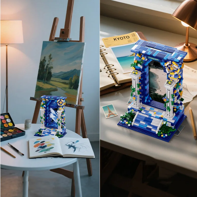 Creative Stargate Micro Diamond Block Fantasy Starry Night Gate Fun Photo Frame Building Bicrk Toys Nanobricks For Kids Gifts