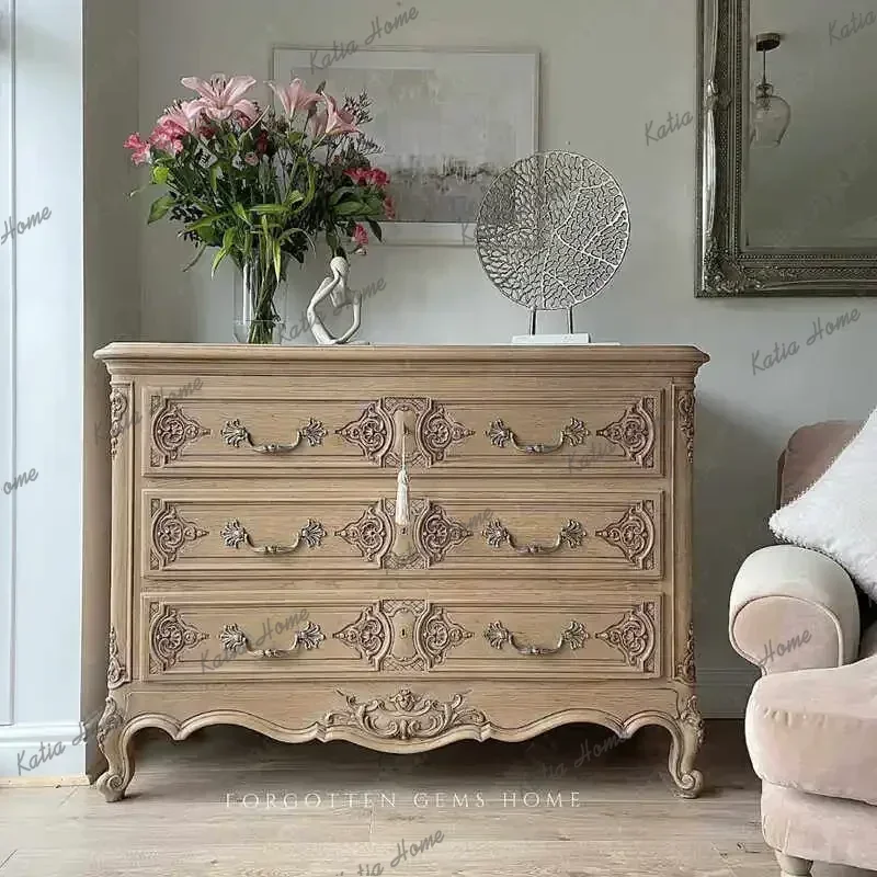 country solid wood chest retro old hand carved three bucket cabinet