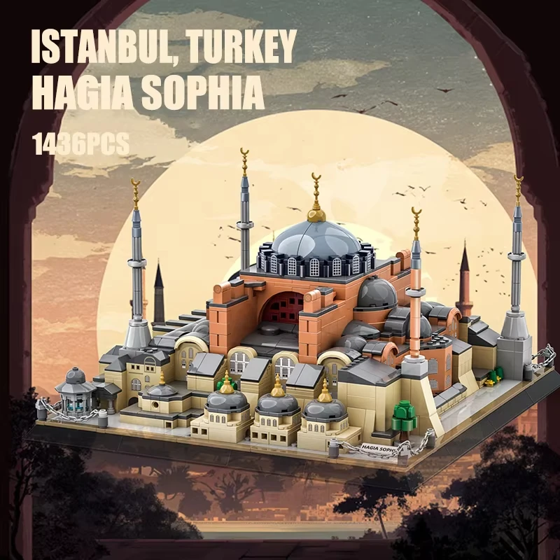 

1436pcs Istanbul, Turkey Hagia Sophia Building Blocks Kit Historic Dome Monument NO.6237 Model bricks Toys Kids Gifts