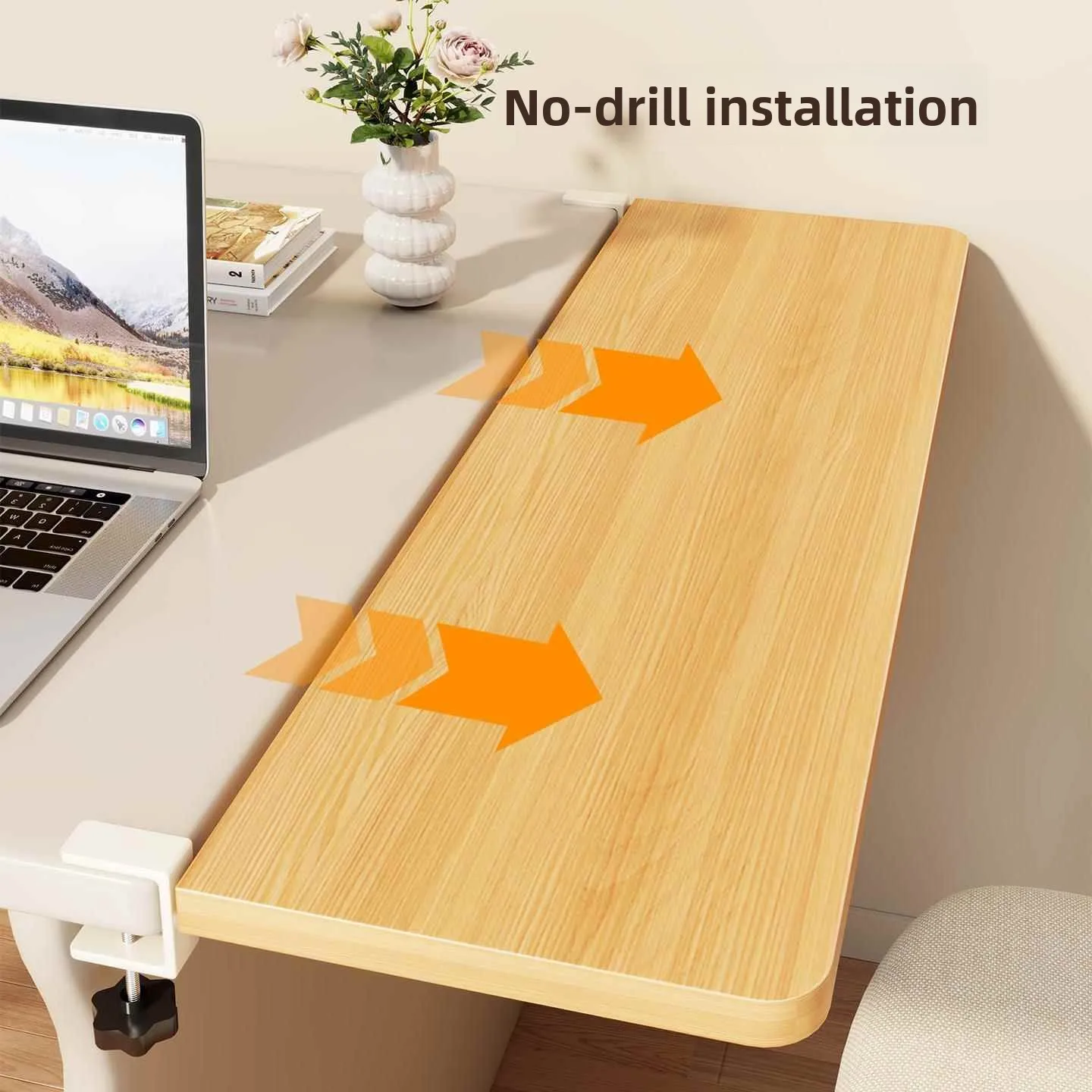 Desktop Extension Board Office Desk Expander Keyboard Holder Stackable Storage Rack Dormitory Friendly Steel Wood Shelf