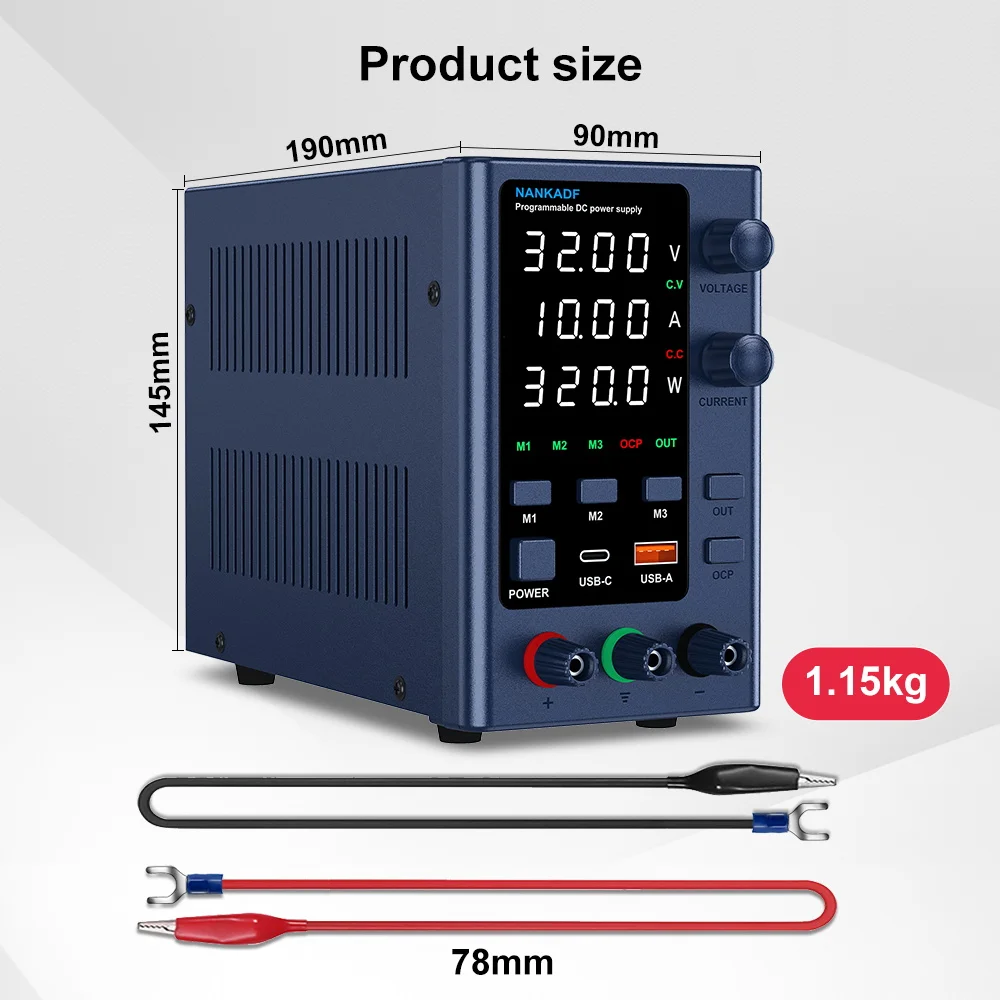 Imagem -03 - Comutação dc Power Supply Carregamento Rápido com Codificador de Dígitos Display Led 5v 3.6a Usb Tape-c 3-grupo de Memória Ajustável