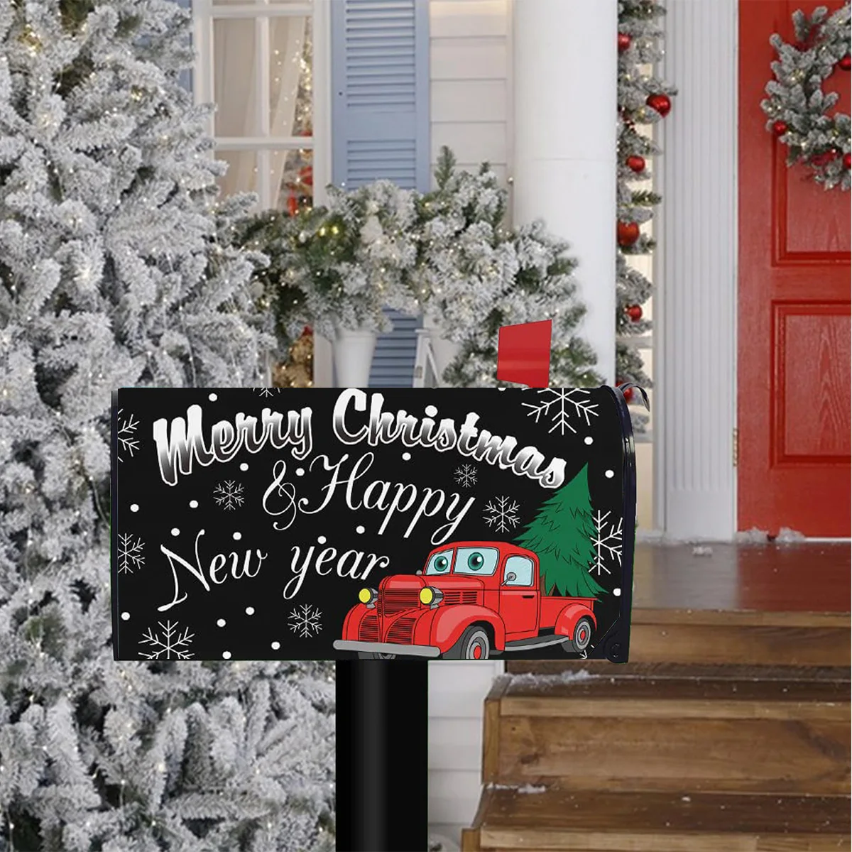 Christmas Tree and Pickup Truck Mailbox Covers, Decorative Holiday Dust Cover, Standard Size 21x18 inch