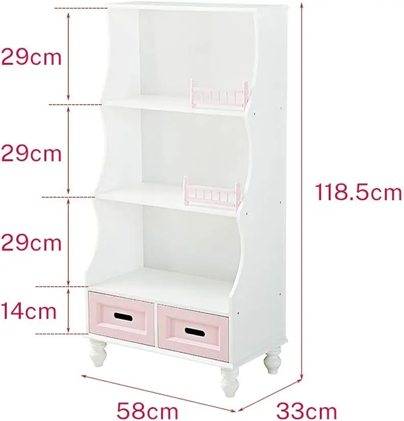 Bookcase with Drawers Storage Cabinet for Children's Storage Bookshelf Wooden Book Display Cabinet Organizer for Bedroom Nursery