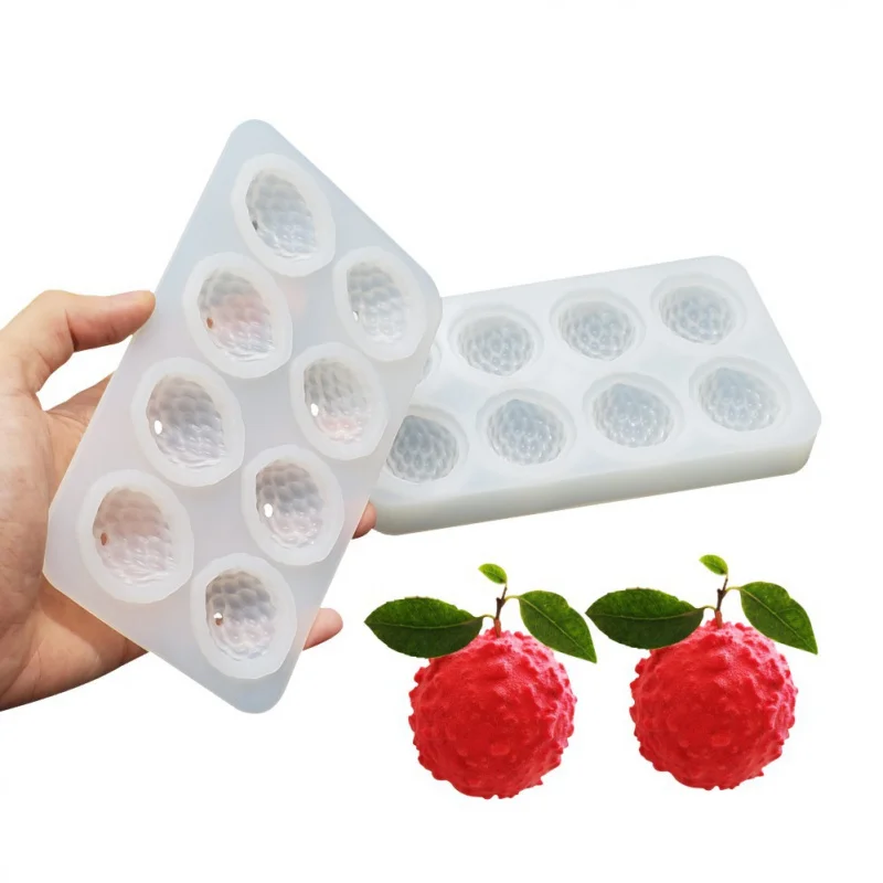 Simulation Stereo 8 Lychee Fruit Silicone Mold French Mousse Dessert Baking Mold cakemold