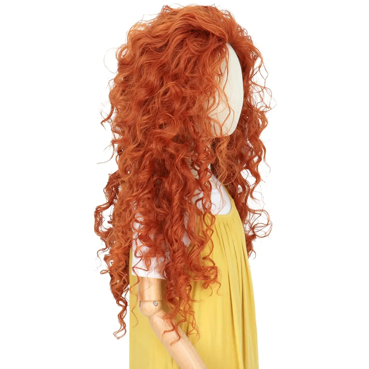 Long Orange Curly Hair Cosplay Halloween Synthetic Fiber Wigs Princess Brave Legend Merida Anime Wigs