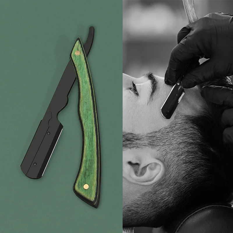 수동 면도기 전문 스트레이트 엣지 스테인레스 스틸, 다채로운 나무 트리머, 날카로운 이발사 면도기, 접이식 면도 칼 면도기