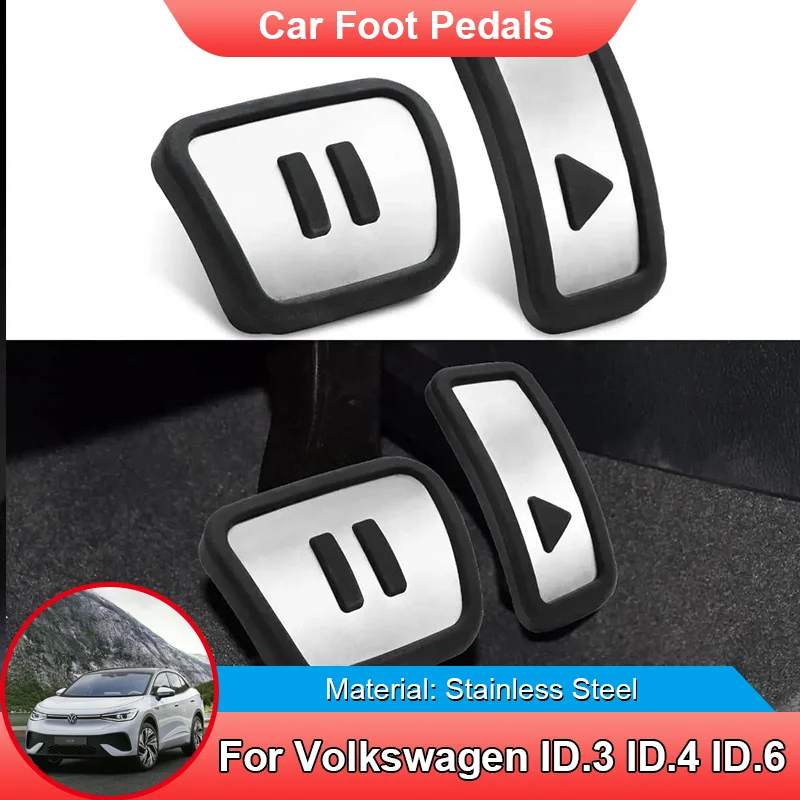 Car Foot Pedals Stainless Steel Gas Brake Restfoot Pedal Pads Protector for VW Volkswagen ID.3 ID.4 ID.5 ID.6 ID3 ID4 ID 5 ID6