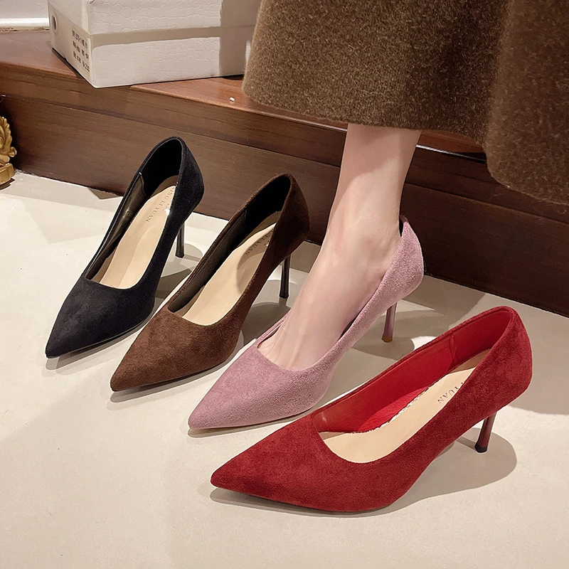 

Новые модные женские туфли на высоком каблуке больших размеров, сексуальные туфли-лодочки с острым носком, женские туфли-стилето, обувь для женщин.