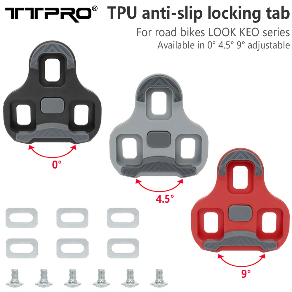 TTPRO TPU Anti-slip Locking Tab For Road Bike For lookkeo Series Available In 0/4.5/9 Degree Durable Pedal Cleats Cycling Clip