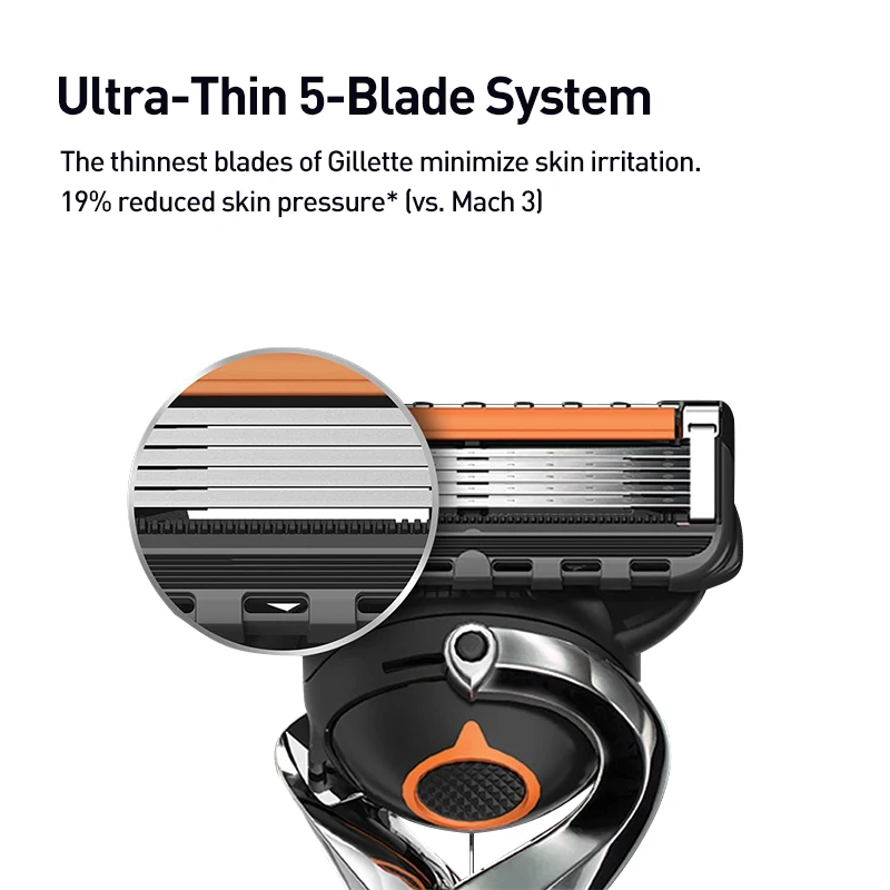 Gillette Fusion 5 Pisau Cukur Manual Keselamatan Alat Cukur Pengganti Kepala Kaset 5 Lapisan Pisau untuk Pria Rambut Wajah Mesin Cukur Jenggot