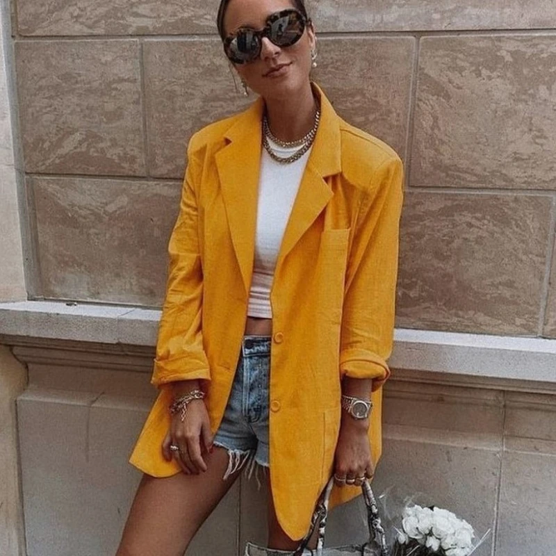 2023 Autumn and Winter New Women's Loose Bag Buckle Shoulder Pad Long-sleeved Jacket All-match Fashionable Casual Suit Women