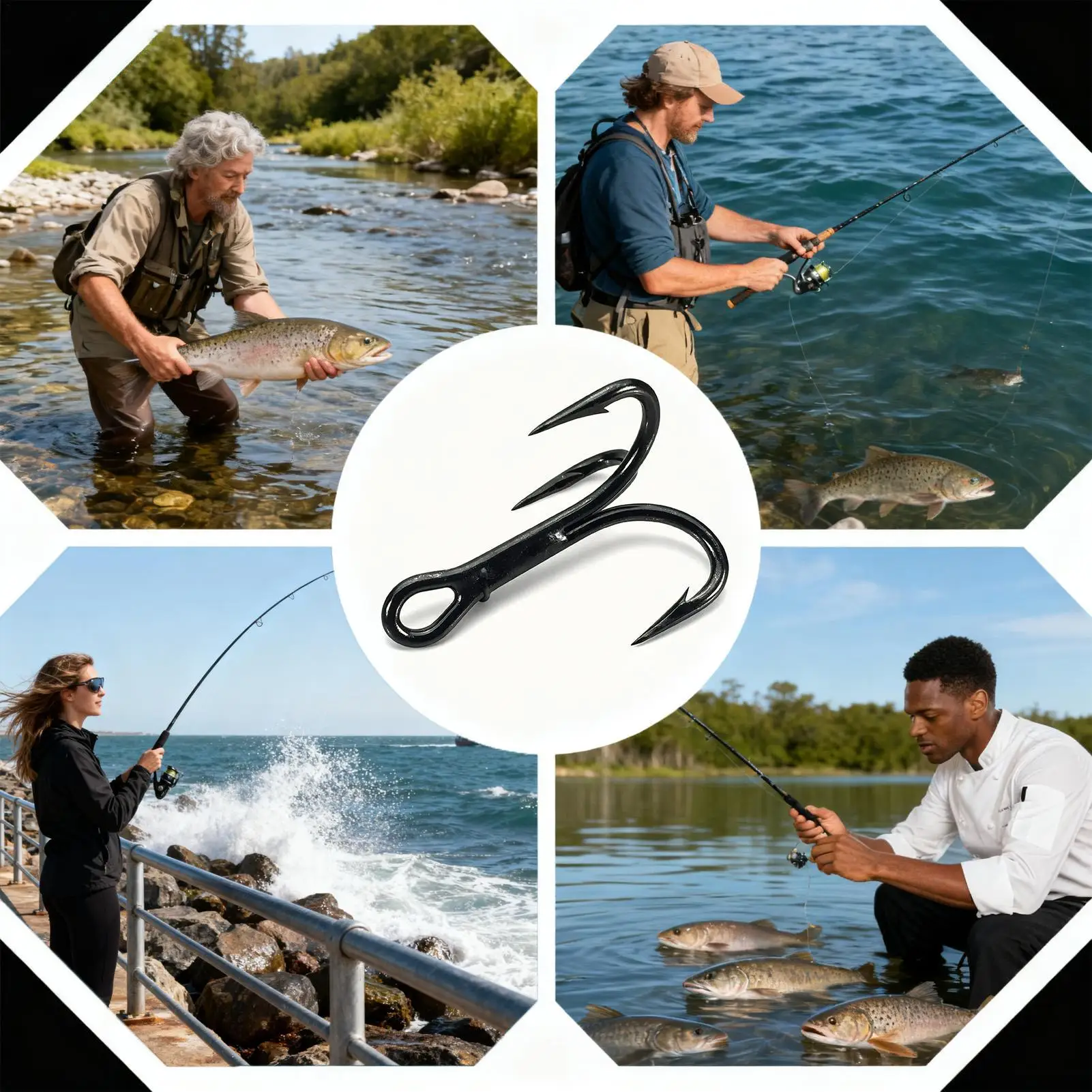 

Treble Hook Stainless Steel Heavy Duty Jig 50piece Catfish Hooks For Saltwater Catfish Freshwater Bass Trout Alligator River