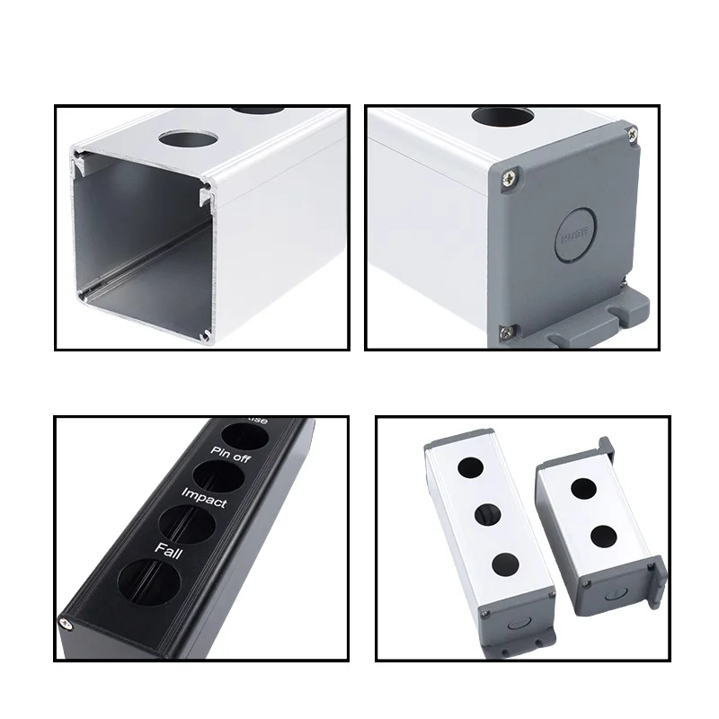Metal Aluminum Pushbutton Industrial Home Control Switch Box 16mm 19mm 22mm 1 /2/3/4/5/6 Holes 45*45mm 45*65mm