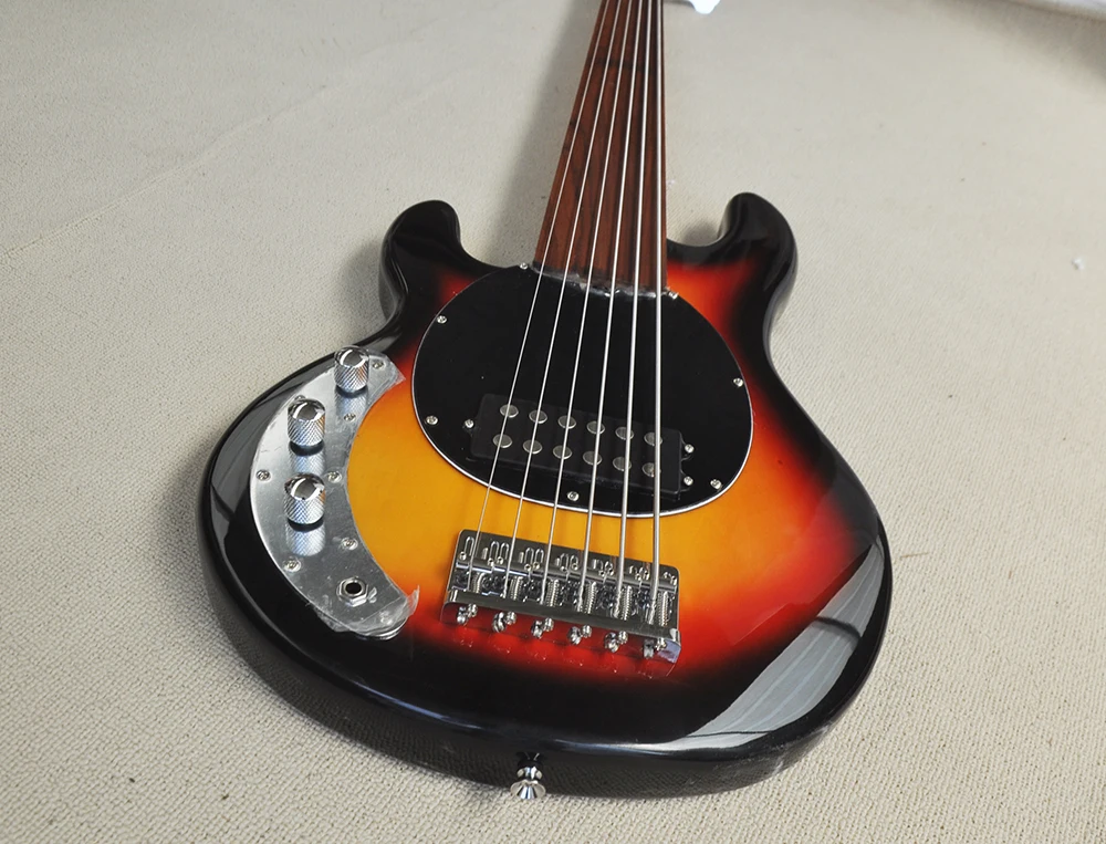 Fretless 6 Strings Left Hand Tobacco Sunburst Electric Bass with Rosewood Fretboard,Providing Customized Service