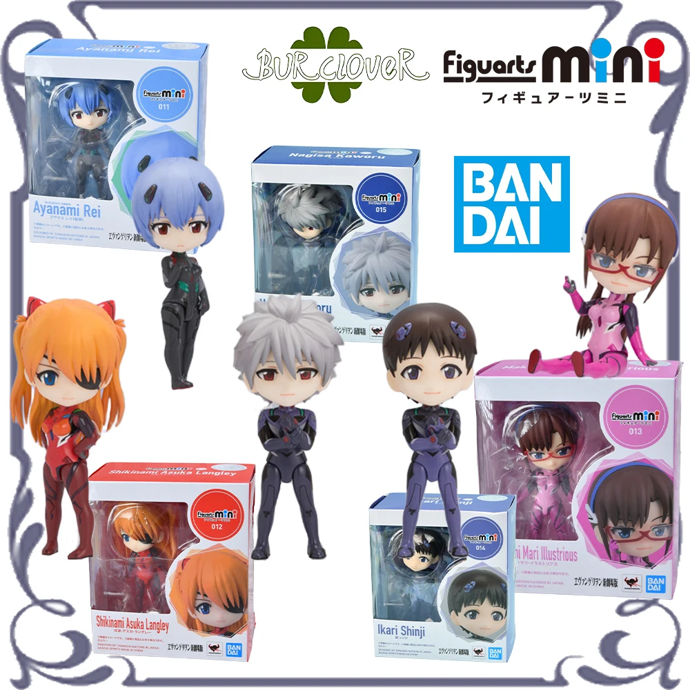 

BANDAI Original Figuarts mini Series Ayanami Rei Shikinami Asuka Langley Makinami Mari lustrious Anime Figurines Model