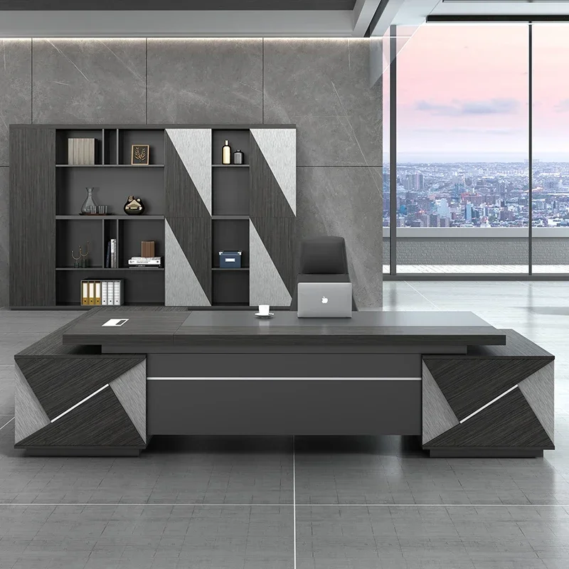 

Современный офисный стол для руководителя с компьютерным столом, книжной полкой и настенным органайзером, недорогой рабочий стол для детей