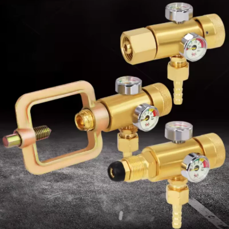 Safety Shockproof Oxygen Regulator Pressure Gauge, Copper Dual Gauge Valve For Propane & Butane Gas Cylinder Connector