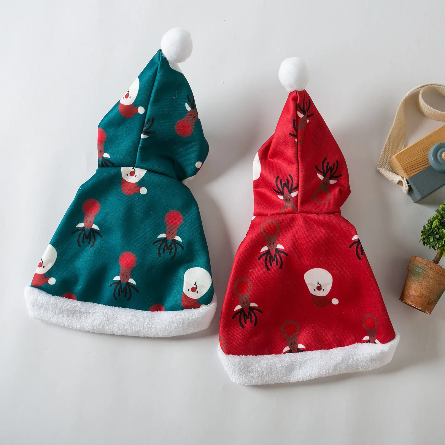 Dog Cat New Year's Clothing Christmas And New Year Cloak Plush Coat Warm Cloak Outfit For Small Dogs Cats Costumecoat