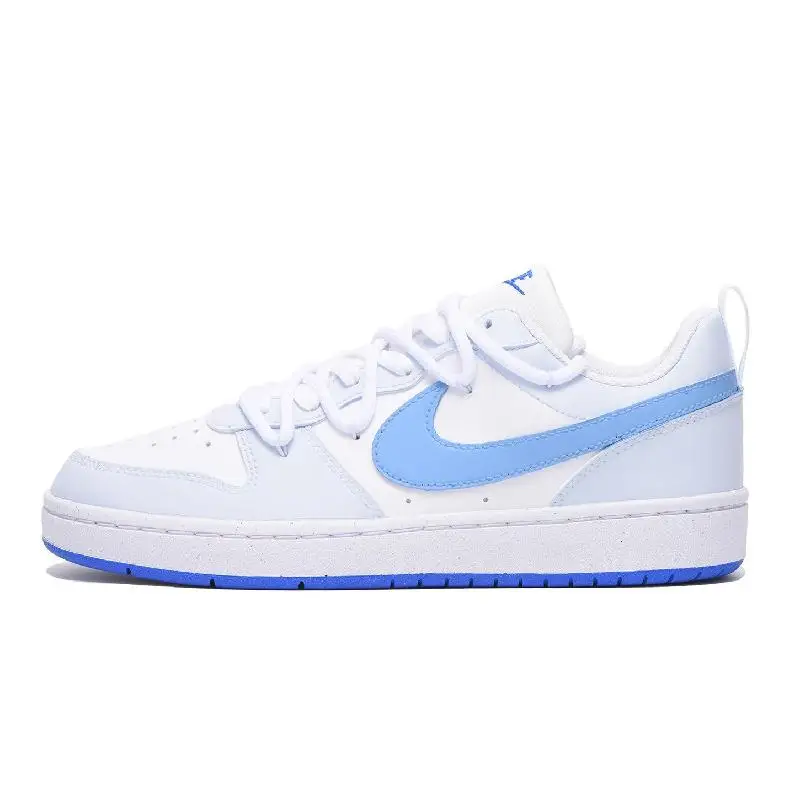 【Personalizar】Nike Court Borough Sapatos de skate femininos de cano baixo branco/azul tênis DV5456-110