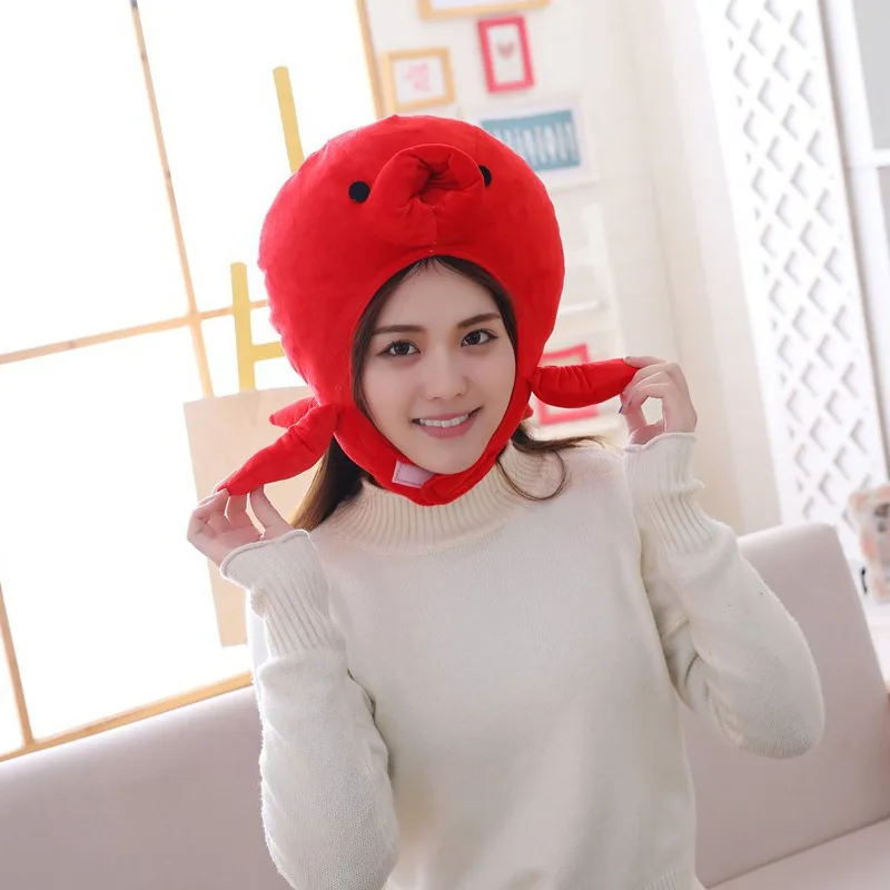 Red Octopus Hood Hat Plush Cartoon Cover Photo Portrait Props Performance Accessory