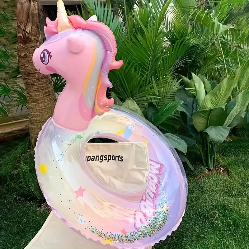 Flotador inflable para piscina con unicornio arcoíris, diseño brillante para piscinas, playas y fiestas de verano, 1 ud.