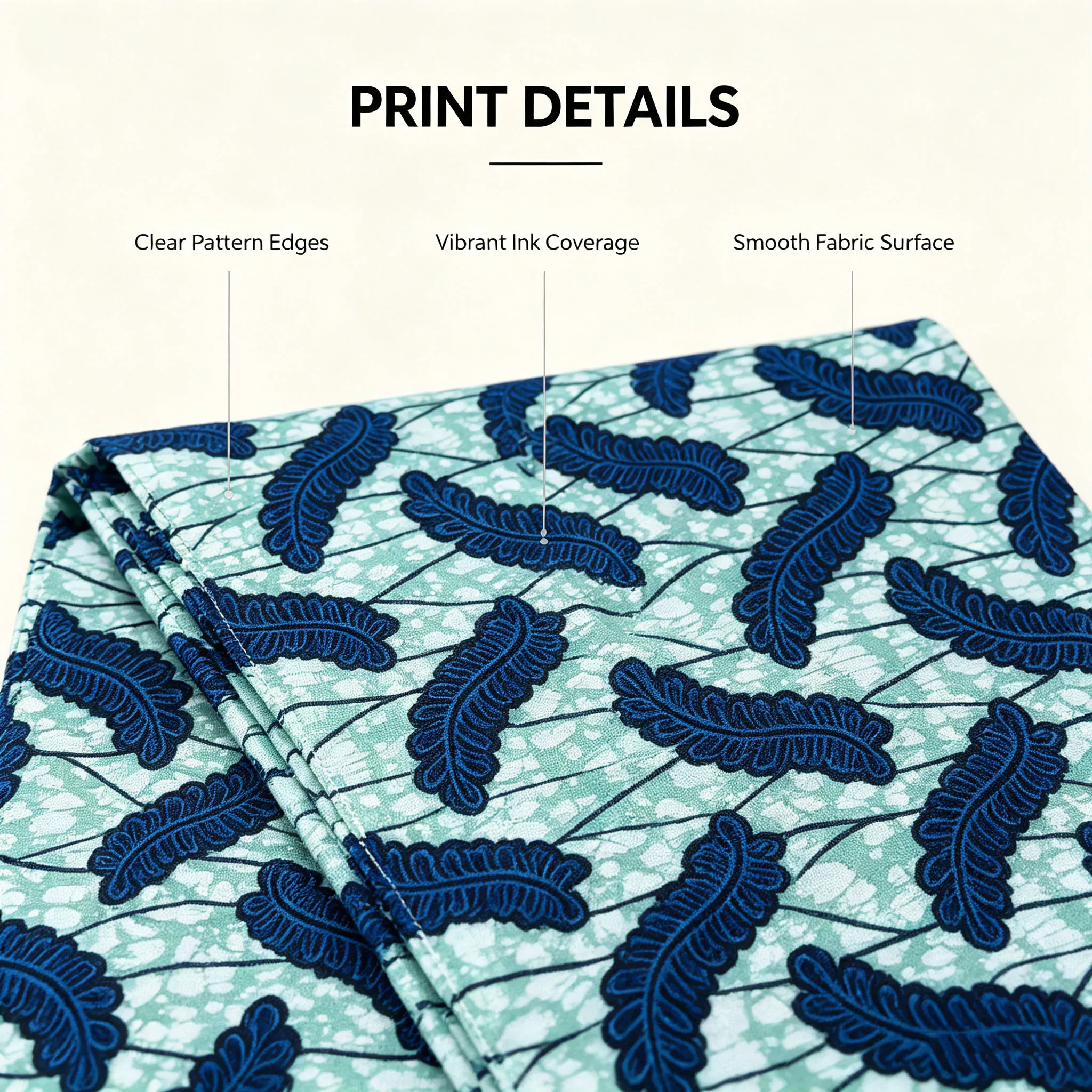 African Ankara Real Wax Print Fabric Green Blue Leaf Pattern 6 Yards Cotton Pagne For Women Dress Sewing African Batik Cloth view 2