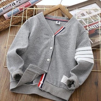 Kids Striped Cotton V-Neck Cardigan 6 New Children's Spring Autumn Striped Knit Sweater Long Sleeve Boys Girls Cotton V-Neck Cardigan Sweaters Kids Coat 3-13 Years 6