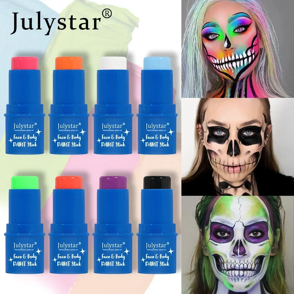 Halloween Face Body Painting Stick Cream Waterproof UV Light Neon Green Purple Pink Black White Paint Party Art Makeup