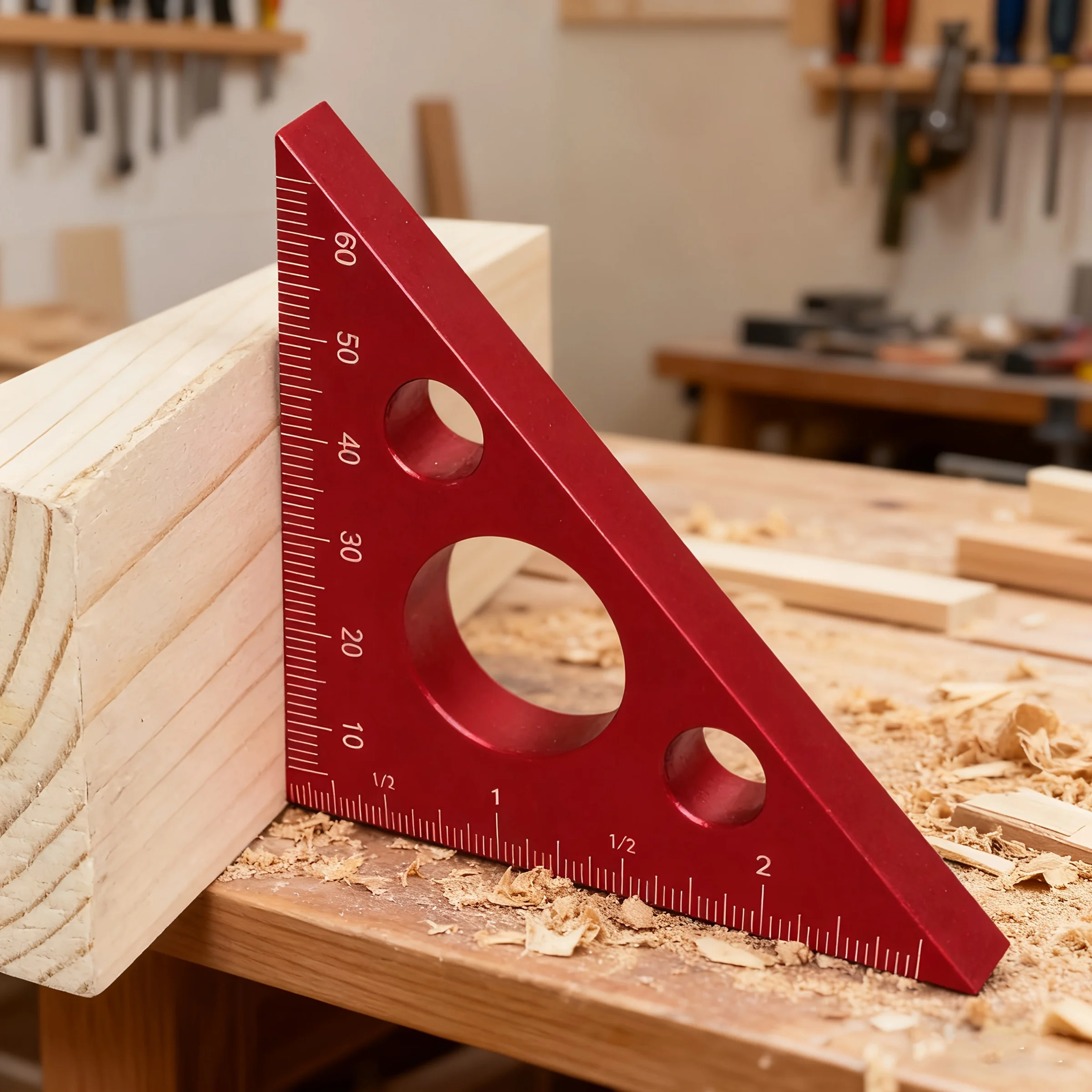 

Прецизионная угловая и треугольная линейка для деревообработки — новый алюминиевый сплав 2026, метрическая шкала 45/90 градусов, толстая и компактная конструкция