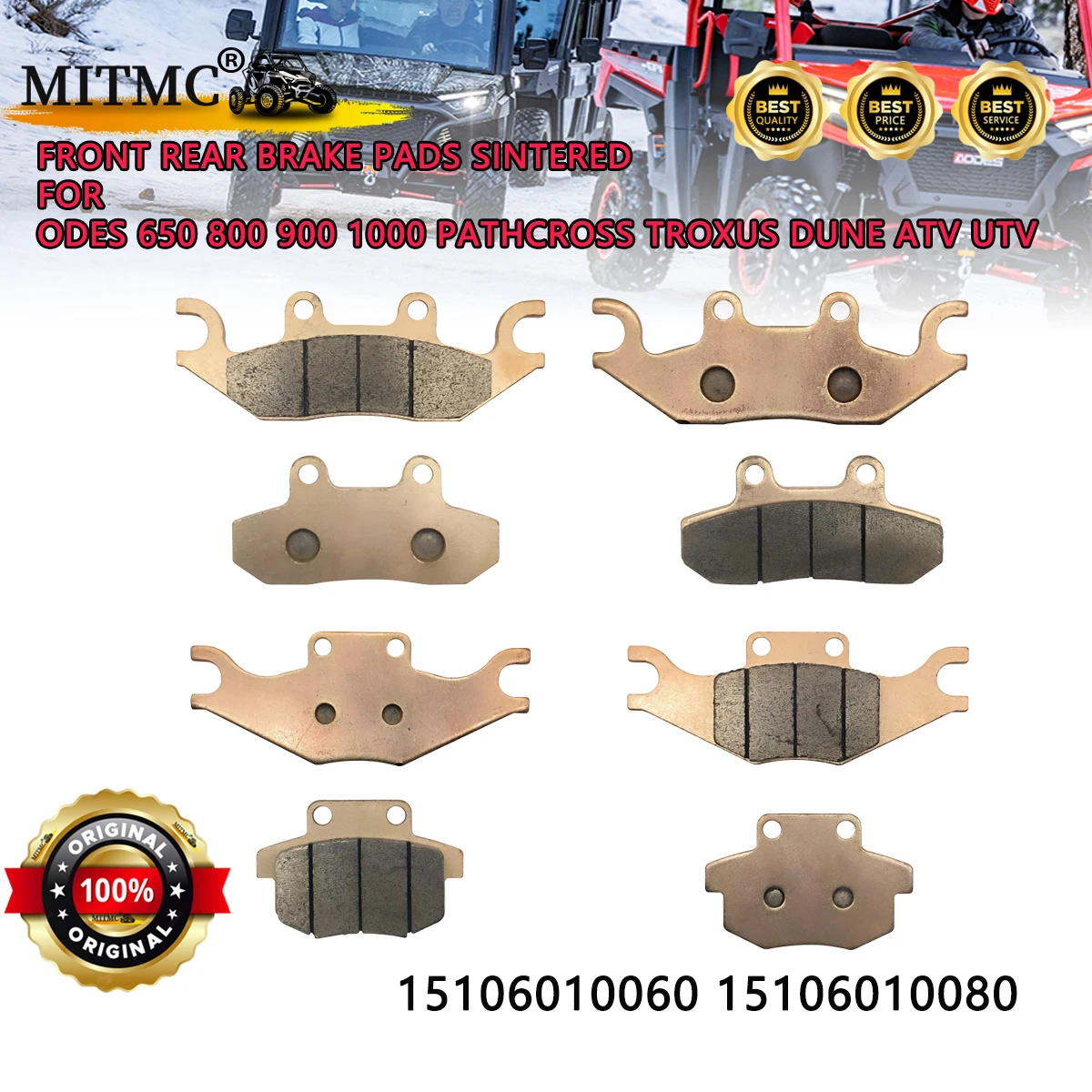 8Pcs Front Rear Brake Pads Sintered For Odes 650 800 900 1000 Pathcross Troxus Dune ATV UTV Quad 15106010060 15106010080