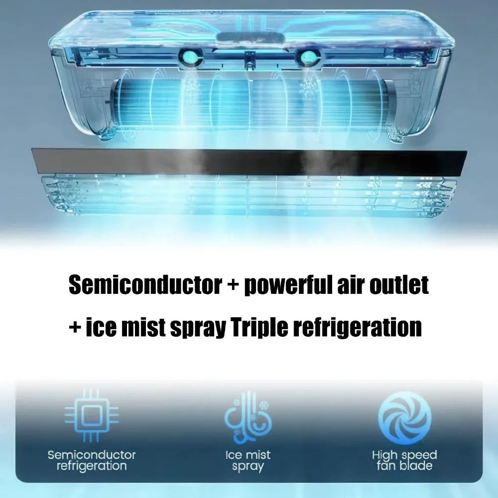 1Set Small Mini Split Air Conditioner,Ductless Wall Mounted No Window AC Remote,3 Speed Compact Cooling System Kitchen Bedroom