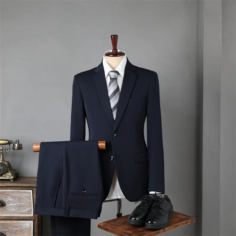 

KIDWHXR Suit Outfit Men Fashion Simple Solid Color Slim Casual Male Suit Single-breasted Long Sleeve Wedding Man Three-piece Set