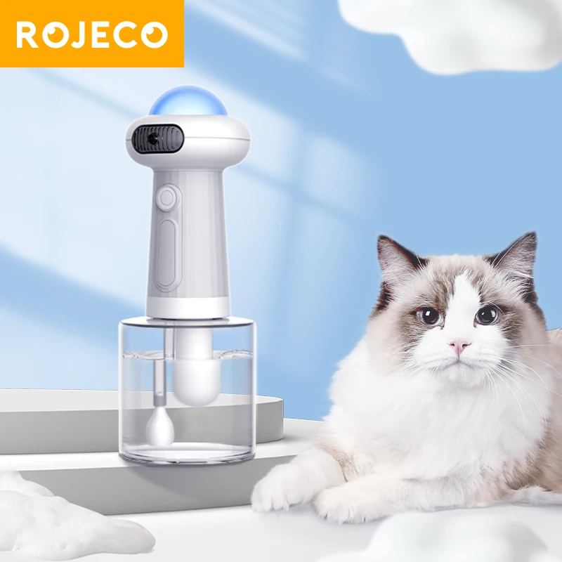 ROJECO Electric Cat Foam Machine Automatic Pet Soap Dispenser USB Charging Dog Cleaning Bath Shampoo Foam Sprayer Cat Accessorie