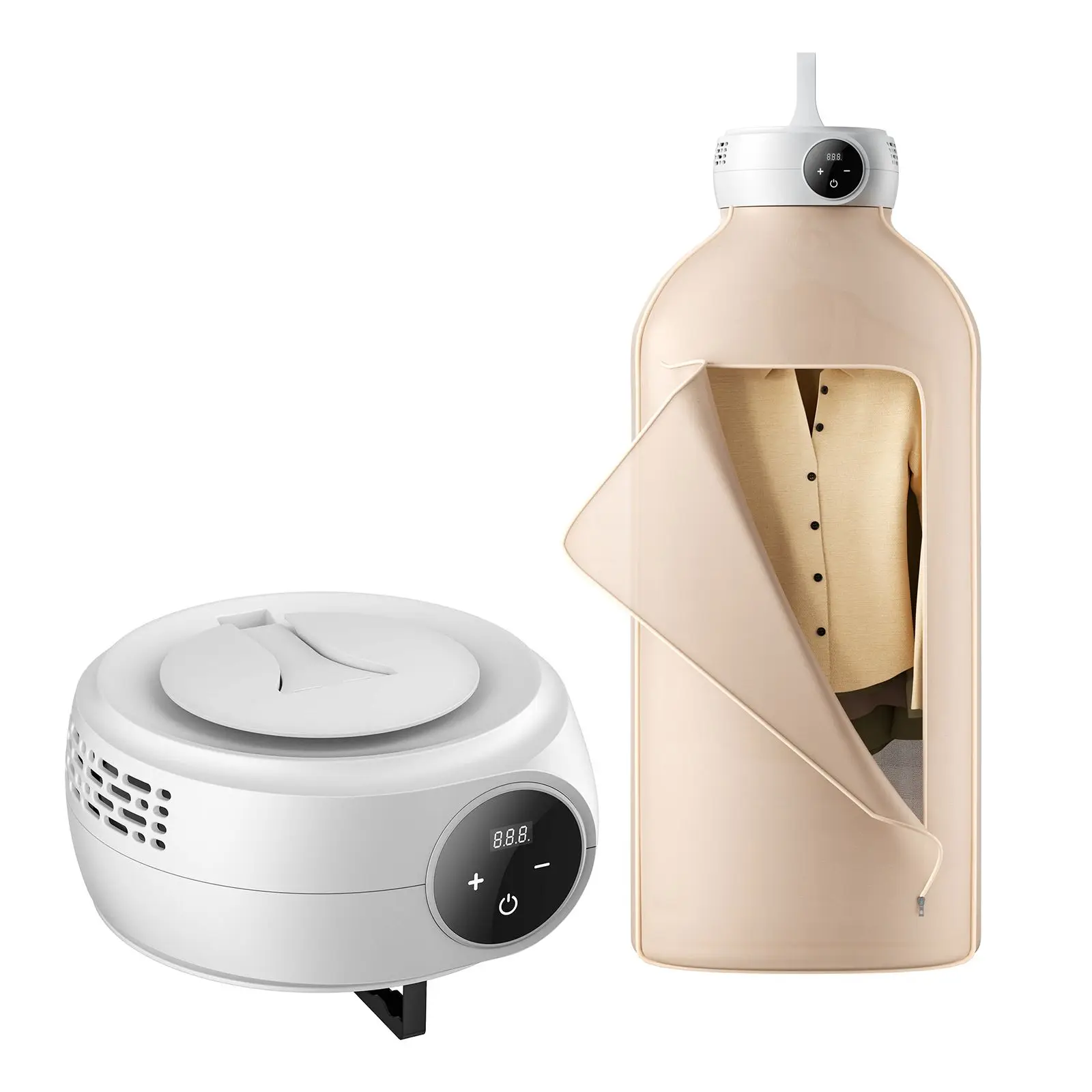 Portable Clothes Dryer, Clothes Dryer with Dryer Bag, PTC Heating & LED Display, Foldable Mini Dryer with 5-H Timer for