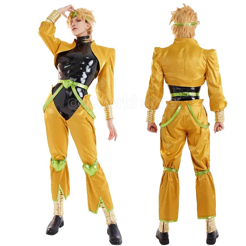 

Anime JoJo's Bizarre Adventure Dio Brando Cosplay Costume Men Women Sexy Leather Jacket Jumpsuit Suit Halloween Carnival Costume