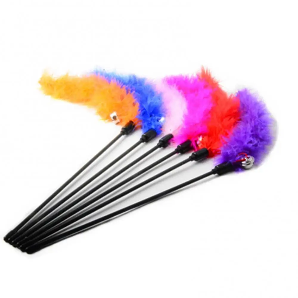 

Cat Kitten Teaser Plush Wire Chasers Wand With Bell Interactive Fun Pet Toy Feather Toy Set Cat Teaser Wand Toy For Puppy Kitten