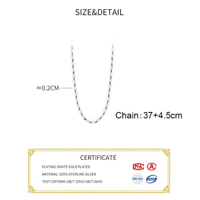 INZATT Real 925 Sterling Silver Geometric Chain Choker Necklace For Women Classic Fine Jewelry Minimalist Accessories