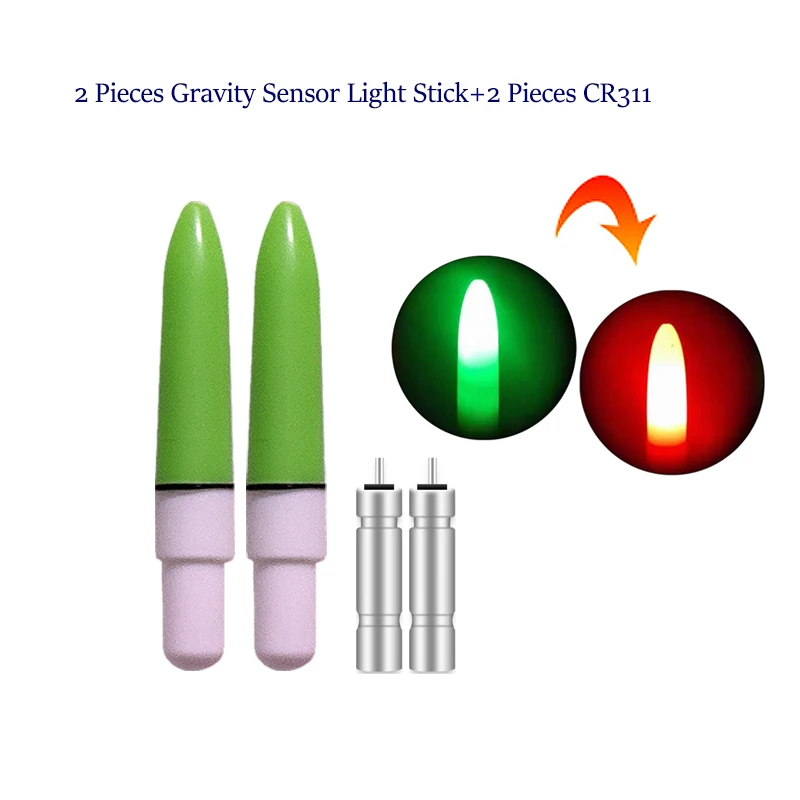 2PCS Gravity Sensor Electric Float Sticks+2 CR311 Ocean Light sticks Color Change Bright Luminous Sticks Tool Tackle Accessories