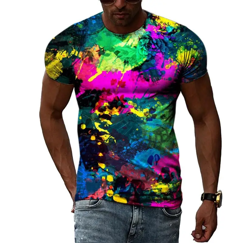 Moda verão criativo flor gráfico camisetas masculinas casuais 3d impressão hip hop harajuku personalidade em torno do pescoço manga curta topo