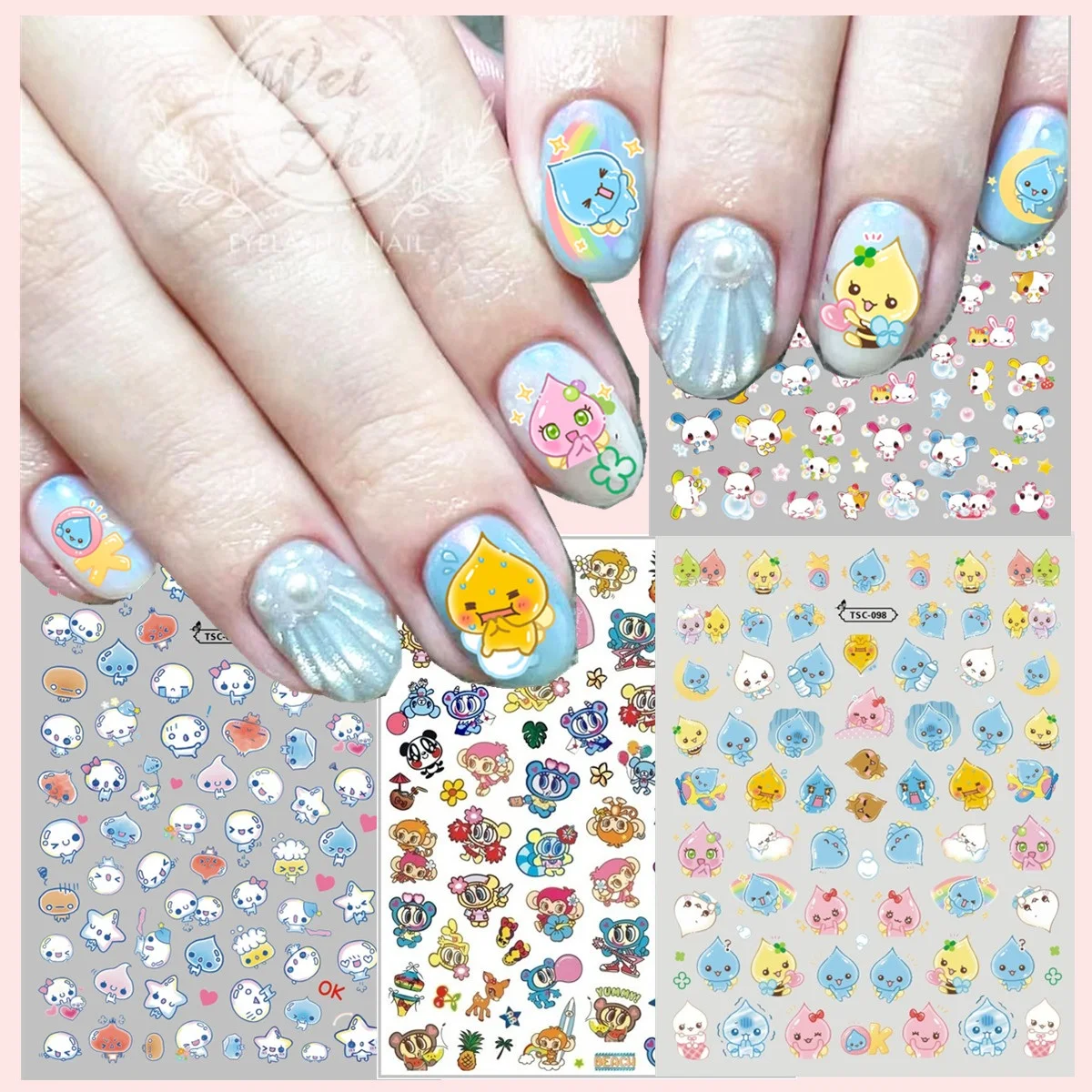 

TSC-098N Angel Blue Shizuku Mezzo labub 3d nail art sticker decal nail silder Anime tomagotchi TSC-038N