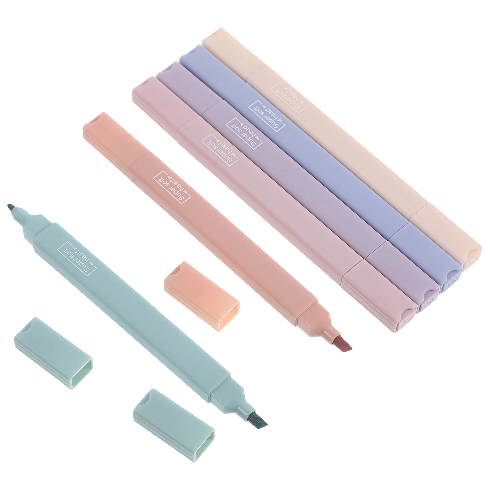 

6pcs Highlighters Fluorescent Pens Cute Macaron Pastel Markers Stylish Plastic Smooth Writing Great Gift Study Tools
