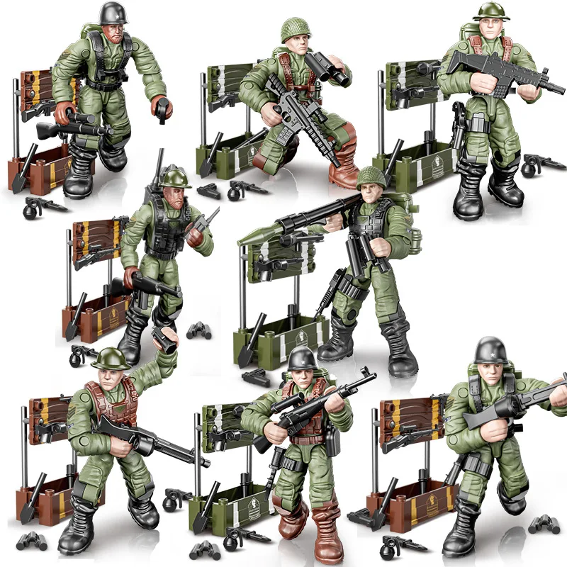 Wereldoorlog 2 WW2 leger militaire soldaten SAWT soldaten speciale kracht DIY-model ​ Bouwstenen Bakstenen Kinderspeelgoed