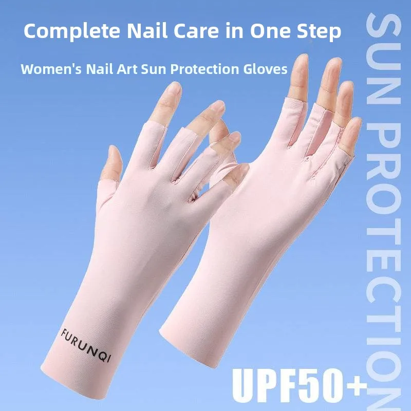

Sun Protection Half Finger Ice Silk Tea Picking Gloves Outdoor Cycling Driving UV Protection Breathable Mesh Fingerless Gloves