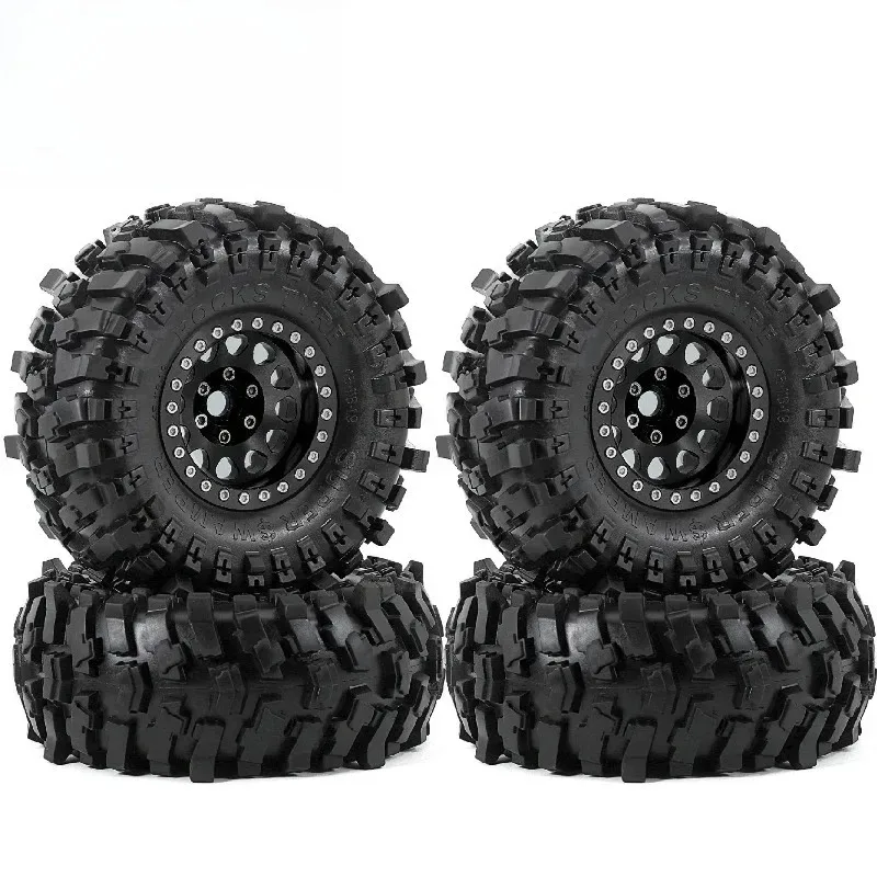 4Pcs 1.9 Inch R258 Rubber Crawler Tires All Terrain RC Tire Universal for D90 SCX10 TRX4 Yikong Ruita RC Crawler Upgrade Parts